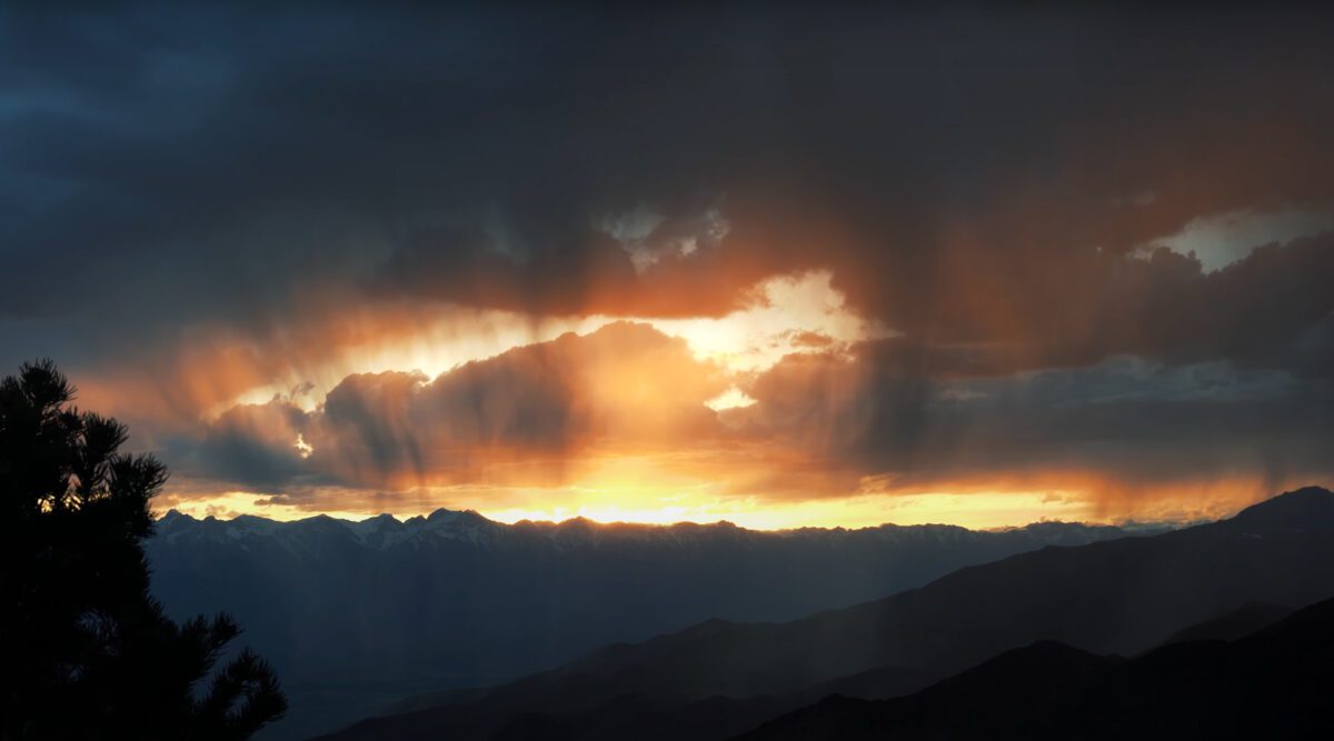 Cerro Gordo mining town sunset.